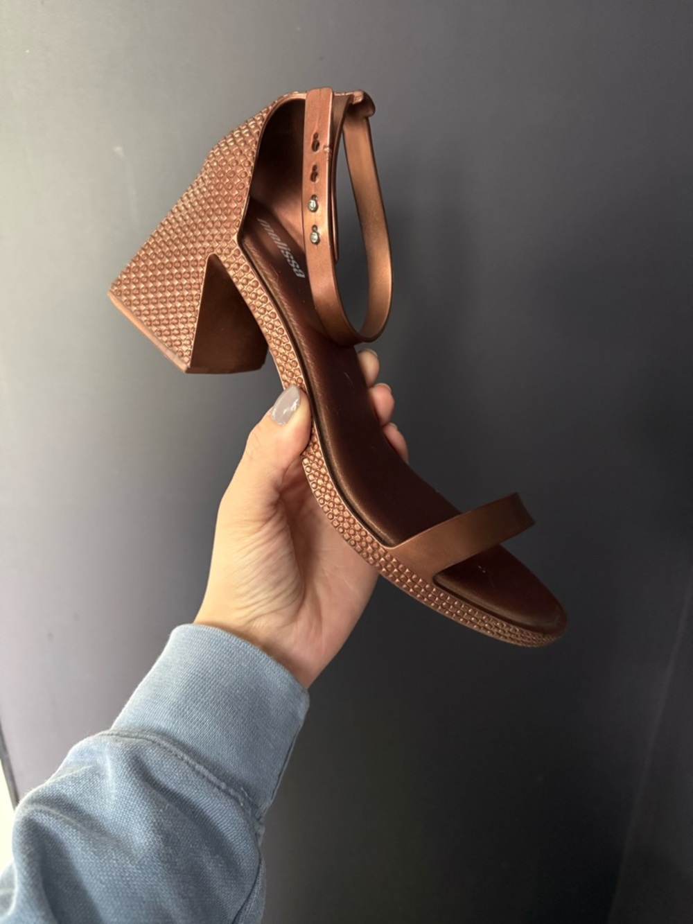 MELISSA Women's Brown/Copper Block Heel Sandals - Picture 3 of 5